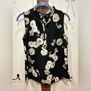 Talbots Black and White Floral Blouse